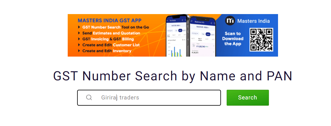 GST Number Search by Name and PAN