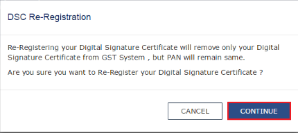 dsc re-registration - gst portal