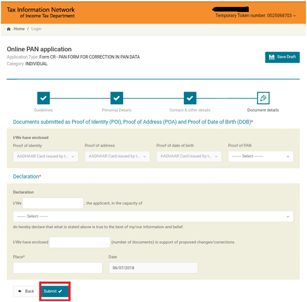 Duplicate PAN Card Application