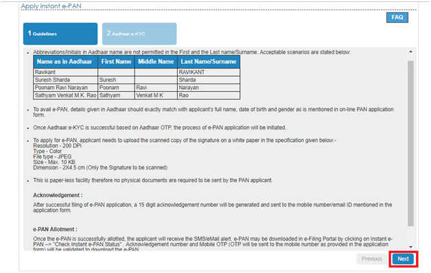 E-PAN Card Applicability