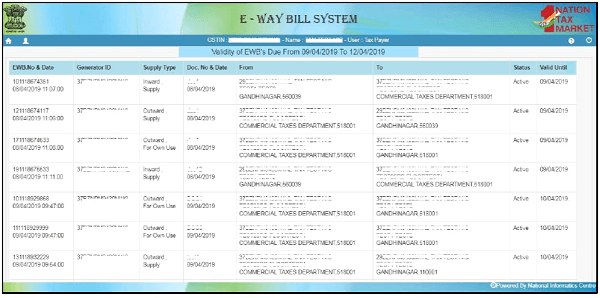 pin to pin distance e-way bill system