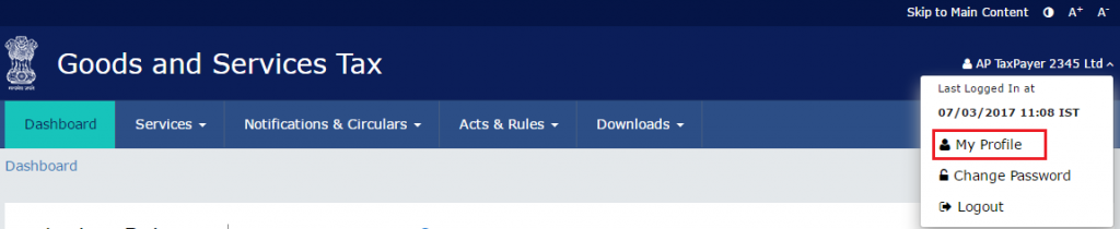 my profile - gst portal